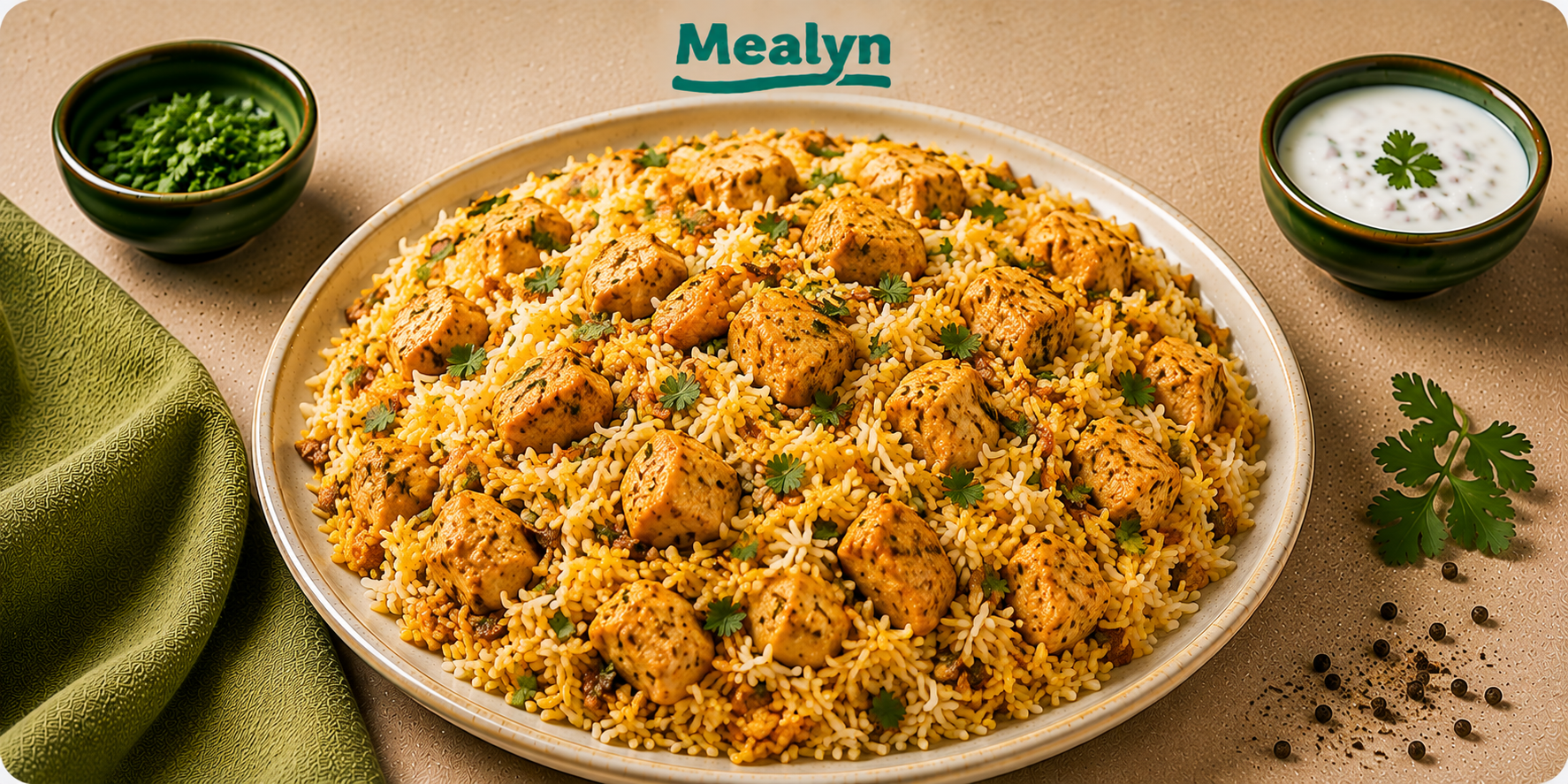 Kip Biryani met gekruide rijst