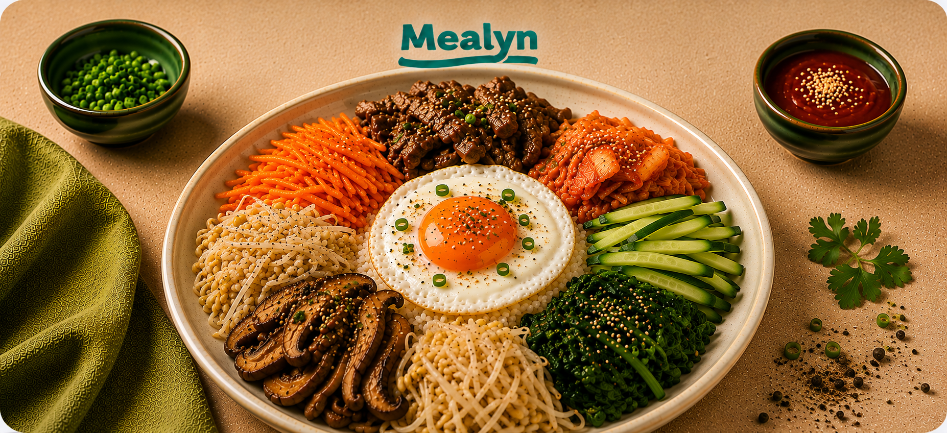 Koreaanse Bibimbap met rijst en groenten