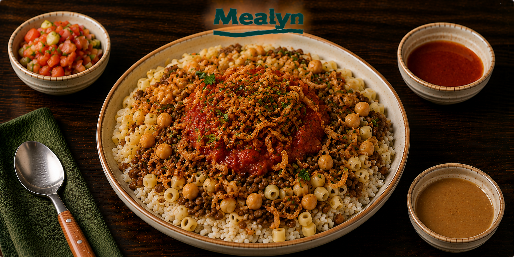 Egyptische koshari met rijst