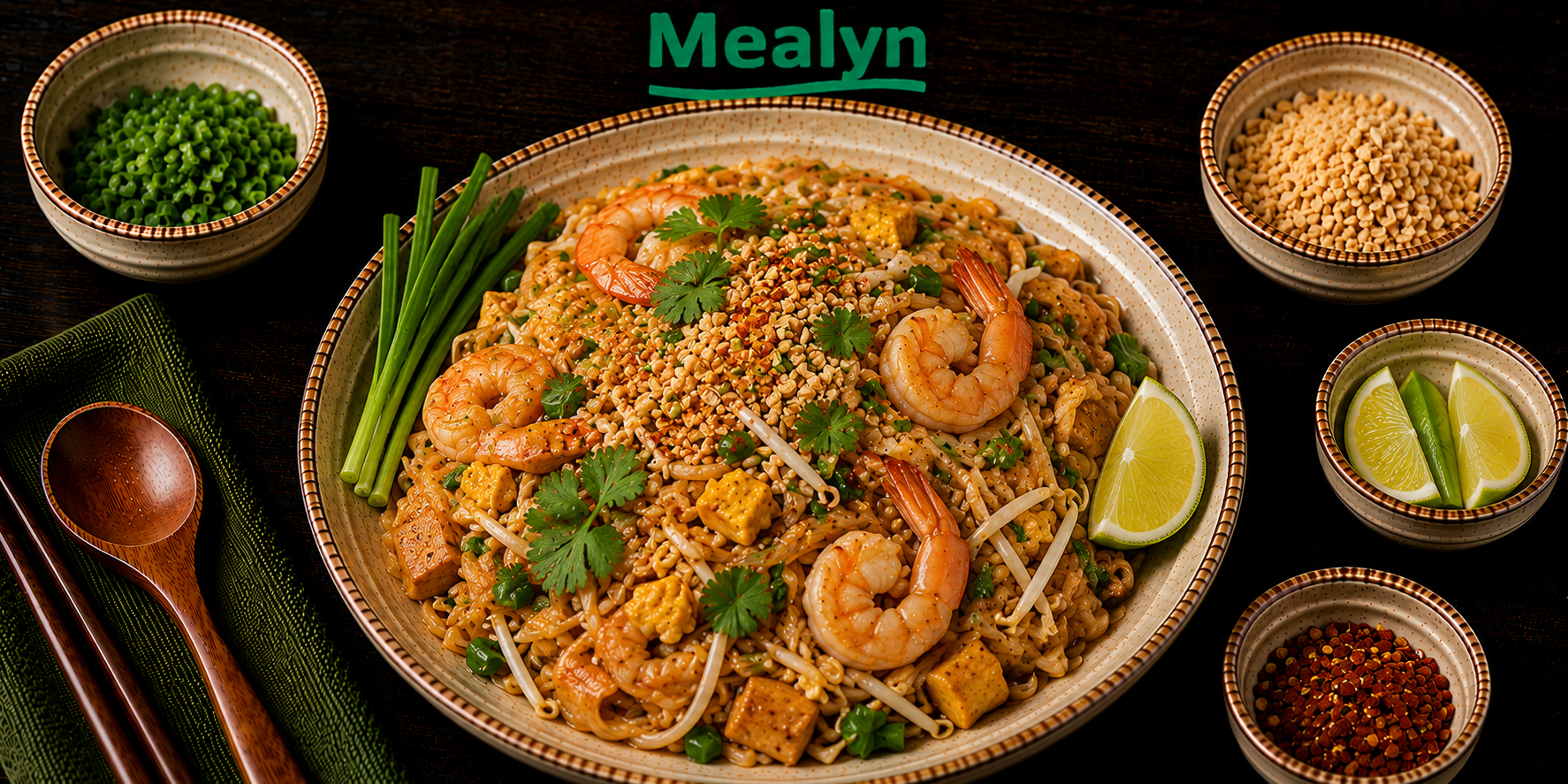 Thaise pad thai met garnalen