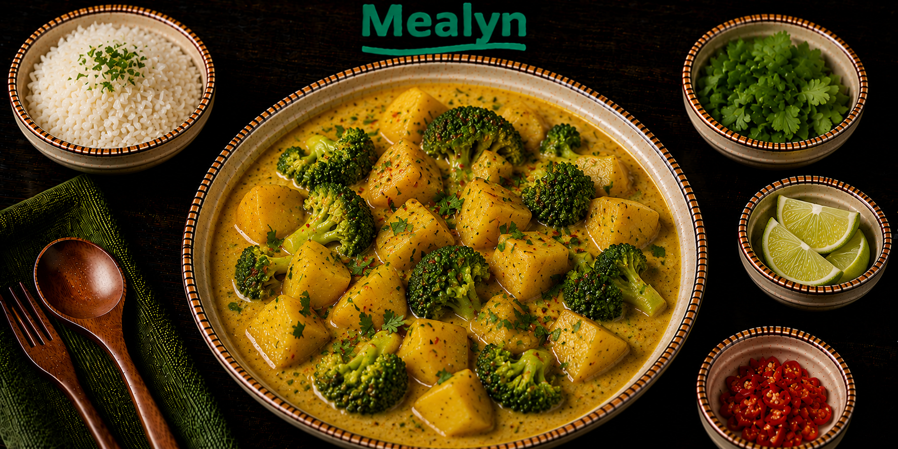 Curry met aardappel en broccoli