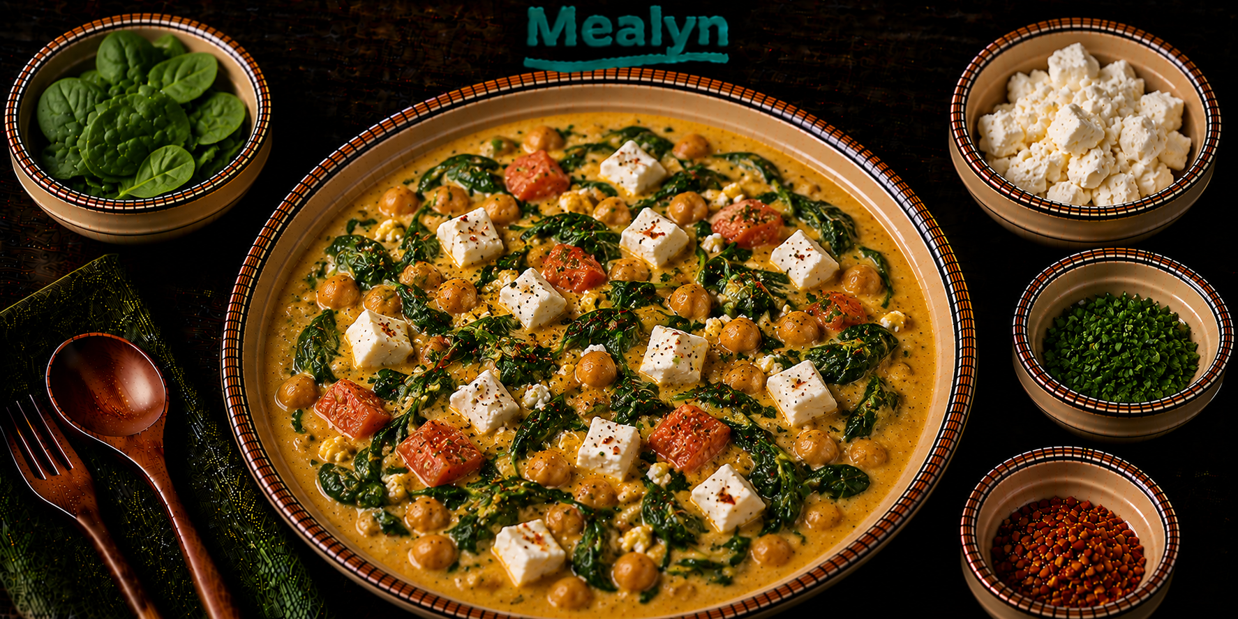 Curry met spinazie en feta